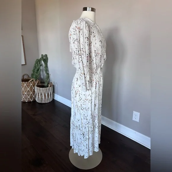 A New Day Maxi Dress Boho Prairie Ruffle Details & Elastic Waist White Floral XL - Picture 2 of 12